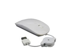 Souris Optique Filaire USB, Souris à Câble Rétractable, Réglage 800/1200/1600DPI, Souris Silencieuse pour Ordinateur Portables (Blanc)