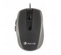 NGS Tick Silver - Souris Optique 800/1600dpi avec Câble USB, Souris pour Ordinateur ou o Laptop avec 6 Boutons, Ergonomie Droitiers, Argent et Noir