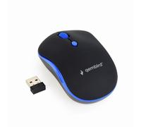 MUSW-4B-03-B - Souris - optique - 4 boutons - sans fil - 2.4 GHz - récepteur sans fil USB - noir, bleu - blister
