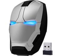Souris optique sans fil Iron Man 2,4 G pour ordinateur de bureau, ordinateur portable, PC, Mac (argent)