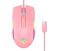 souris ordinateur filaire de Type C, 3200DPI, avec câble USB tressé, rétroéclairée rvb, 7 boutons, pour bureau et maison