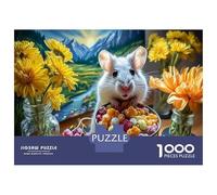 Souris par tournesols 1000 Pièces Coffret Puzzle Nature Animaux de compagnie Puzzle Premium Carton Solide - DIY Familial Trop Amusant, Belle Déco, Cadeau D’anniversaire Pour Adultes Et Enfants 52x38cm