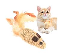 Souris pour chat, souris hochet pour chats | Jouet souris portable en corde pour chats - Jouet pour chat souris grinçantes, jouet teaser pour chat, jouet à plumes interactif flexible pour chats et cha