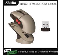Souris rétro R8 8BitDo avec station de chargement, souris de jeu sans fil avec taux d'érollage 4K, boutons programmables, micro-interrupteurs C64 Edition