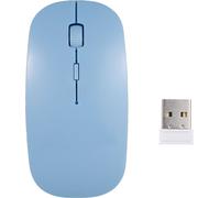 souris sans fil 2,4 G, souris optique portable ultrafine, souris de bureau silencieuse à 4 boutons, 1 600 DPI, avec récepteur USB, bleue (fournie sans pile)