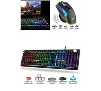 Souris Sans fil 2.4ghz 4800DPI 8 BOUTONS RGB rechargeable + Clavier PRO GAMING SEMI Mécanique RGB PROK7 Anti-Gosthing PC PS4 XBOXONE
