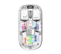 Souris sans Fil, Bluetooth 2,4 GHz Souris Silencieuse Ergonomique Transparente Mécanique, Souris Universelle Portable, Compatible PC, Mac, Ordinateur Portable, pour Droite et Gauche (Blanc)
