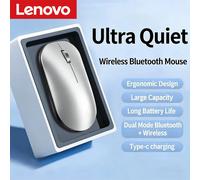 Souris sans fil Bluetooth Lenovo 2.4G, double mode, charge Type-C, silencieuse, ergonomique, portable, pour ordinateur portable, bureau, jeux, universelle Silver