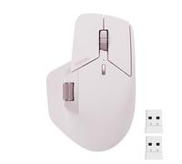 Souris sans fil Bluetooth Rapoo MT760Mini - Connexion multimode Bluetooth 5.0 et 2,4 GHz, compatible avec 4 appareils, technologie M+ Cross Computer, 11 boutons programmables - Rose