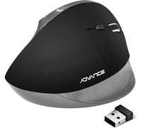 ADVANCE SOURIS SANS FIL BUREAUTIQUE ERGONOMIQUE VERTICAL PLUS BLACK / 6 BOUTONS / 2400 Dpi / CAPTEUR OPTIQUE