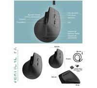Souris sans fil Ergonomique - Bluetooth - 3200 DPI - 7 Boutons silencieux - Batterie lithium rechargeable