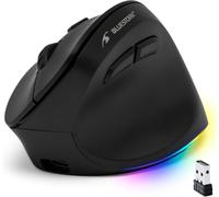 Souris sans Fil Ergonomique, Connexion 2.4 Ghz + Bluetooth, 800-2400 DPI, 6 Boutons, LED RGB Souris Ergonomique Verticale, Prévention des douleurs Droitier PC, Mac, IPAD, Tablette
