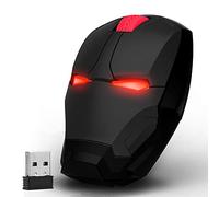 Souris sans fil ergonomique Iron Man 2,4 G portable souris optique silencieuse avec récepteur USB, noir ou doré pour ordinateur portable, Mac, livre avec un porte-clés
