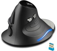 Souris sans Fil Ergonomique,Réglage 3 DPI,6 Boutons,Repose-Poignet Amovible,2.4GHz avec Nano-Récepteur,LED,Souris Verticale USB pour PC,Ordinateur Portable,Mac,Noir