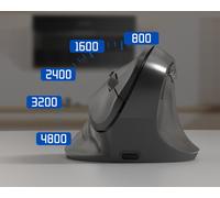 Souris sans fil ergonomique, silencieuse, trois modes (Bluetooth 5.0/3.0 + 2,4 GHz), 4 800 DPI, 6 boutons, avec écran, compatible avec les ordinateurs, ordinateurs portables, Mac, PC, Windows, noire