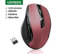 Souris sans fil ergonomique UGREEN, 6 boutons silencieux et muets, 2,4 G sans fil avec mini récepteur USB, réglage DPI à 5 niveaux jusqu'à 4000 DPI pour PC/Linux/Ordinateur portable (pile non incluse)