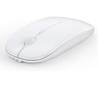 Souris sans Fil, Fin Rechargeable Silencieux Souris sans Fil Mini avec Nano récepteur Portable pour Ordinateur Portable PC Ordinateur Cordless 2,4 G USB Souris sans Fil-Blanc