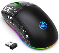 Souris sans fil HXSJ T90, connexion à trois modes | 5 DPI réglables | taux de rafraîchissement de 125 Hz | 11 effets lumineux RGB | 6 boutons programmables, noir