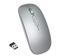 Souris sans fil LED, souris sans fil pour ordinateur portable, souris d'ordinateur sans fil optique usb portable 2.4G pour ordinateur portable, Mac, MacBook, Android, PC (Couleur argent)