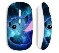 Souris blanc sans Fil Stitch bleu frand bleu