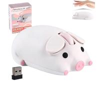 Souris Sans Fil, Mignonne Souris D'ordinateur Double Mode en Forme de Cochon,Silencieuse,Portable,1200 DPI,Alimentée par Aatterie,Idéale pour Tablette,Ordinateur Portable,Cadeau pour Enfants (blanche)