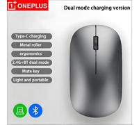 Souris sans fil Oneplus avec charge rapide Type-C, clic silencieux, double mode pour plusieurs appareils, 4 DPI réglables, double mode 2.4G + BT White
