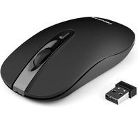 Souris sans Fil Rechargeable, Mini Souris Optique sans Silence Click, 2.4G Souris Ordinateur, Souris Portable avec Récepteur Nano, 2400 DPI 5 Niveaux Réglable, Câble USB
