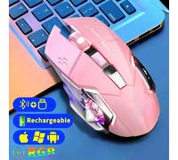 Souris sans fil Rechargeable ordinateur de jeu souris Bluetooth silencieuse USB mécanique e-sports rétro-éclairage PC Gamer souris pour ordinateur Pink