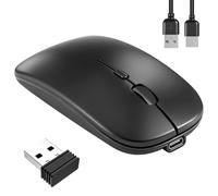 Souris sans Fil Rechargeable, Souris Bluetooth avec BT5.1 + 2.4G Deux Modes | 800-1200-1600DPI Souris silencieuse Wireless Portable pour MacBook, PC, Notebook, Tablette, Chromebook, Ordinateur
