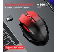 souris sans fil silencieuse jeu de bureau double mode charge souris Bluetooth-2.4G charge souris de jeu ordinateur portable bureau universel Dual-mode Red 2
