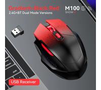 souris sans fil silencieuse jeu de bureau double mode charge souris Bluetooth-2.4G charge souris de jeu ordinateur portable bureau universel Dual-mode Red