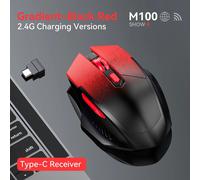 souris sans fil silencieuse jeu de bureau double mode charge souris Bluetooth-2.4G charge souris de jeu ordinateur portable bureau universel Charging Red 2