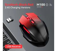 souris sans fil silencieuse jeu de bureau double mode charge souris Bluetooth-2.4G charge souris de jeu ordinateur portable bureau universel Charging Red