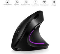 Souris sans fil - Souris optique 2.4G - 6 Boutons -Modern Mobile Mouse - 1000mAh Souris rechargeable - RGB - Noir