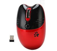 Souris sans fil, Souris silencieuse avec DPI réglable double mode 2,4 GHz pour famille école café bureau ordinateur portable Mac OS X rouge