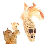 souris, souris pour chats,Jouet souris en corde avec queue de plume - Jouet teaser pour chat, flexibles d'enrichissement pour chat, jouet interactif en plumes pour chats et chiens