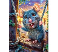 Souris sur Une balançoire au Clair de Lune 1000 Pièces Puzzle pour Ado en Carton Haute Qualité Ã‰Pais Mythes Animal Plante Facile Débutant Jeu De Société Cadeau Fête des Pères Peti