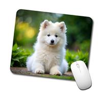 Souris Tapis Photo d'un Chiot Samoyède Confort Tapis De Souris De Jeu Antidérapante Base De Table pour Pc Gaming Ordinateur 10X12In