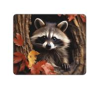 Souris Tapis Raton Laveur dans Le Trou d'un Arbre d'automne Antidérapante Tapis De Bureau Résistant Base De Table pour Gaming Travail Ordinateur 10X12In