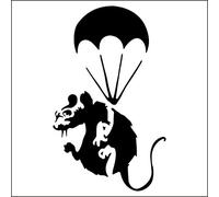 Souris trou "Petit Sticker mural design de Banksy Rat parachutiste" Plinthe Sticker mural en vinyle 10 cm x 10 cm
