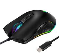 Souris USB C Ergonomique Type C Filaire Souris de Jeu RVB 4 Modes de Rétroéclairage Jusqu'à 3200 DPI pour MacBook Pro, Matebook, HP OMEN, Chromebook, PC Windows et Autres périphériques USB de Type C