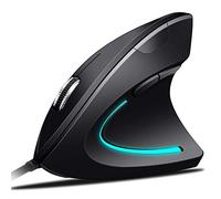 Souris USB Filaire Souris Verticale Ergonomique, poignée Verticale et Design Ergonomique empêche Le Bruit du Tunnel carpien réglable 800/1200/1600 DPI, 5boutons pour PC/Ordinateur Portable/Mac