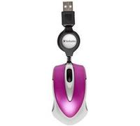 Souris Verbatim Go Mini USB optique avec enrouleur de câble rose G