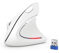 Souris Verticale, 4800 Dpi Souris Sans Fil Ergonomique, Protège Le Bras, Souris Sans Fil 6 Boutons Pour Pc, Ordinateur Portable, Mac, Blanc