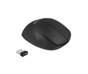 Souris Verticale DeLOCK 12598 Bluetooth + USB Type-A 1600 DPI, 4 Boutons Programmables, Droitier, Noir/Rouge, Fonctionne sur toute surface
