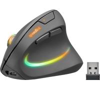 Souris Verticale éclairée PIAVO Pro Rechargeable - Souris sans Fil Ergonomique pour Les droitiers, Batterie intégrée Chargeable sur USB-C, éclairage coloré, DPI réglable, Noir