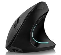 Souris verticale ergonomique rechargeable sans fil 2,4 GHz pour droitier avec 4 DPI réglables 800/1200/1600/2400, 6 boutons, compatible avec PC, ordinateur de bureau, Mac (noir)