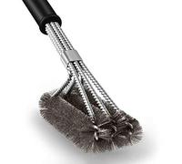 Sourl Brosse de Nettoyage pour Barbecue - Brosse 3 en 1 de 45cm en fil d’acier inoxydable tissé - Convient pour barbecue à charbon, électrique et à gaz - Anti-rouille, ergonomique et efficacex