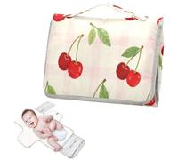 Sous-couche réutilisable avec poche à mouchoirs, grille de cerises fraîches, coussinets imperméables pour bébé et nourrisson, kit de voyage cambiador de pa?ales para Bebes