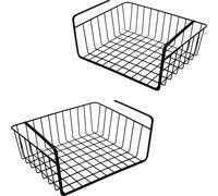 Sous-étagère en métal Panier de rangement, set de 2 - chacun env. 38,5 x 28 x 14 cm - panier à accrocher en noir (2 / grand)
